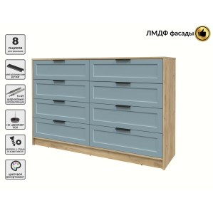 Kомод Тренд КТ-К157 (Дуб золотой ЛДСП/ Океан ЛМДФ) Ш1565 В1020 Г451 Kомод Тренд КТ-К157 (Дуб золотой ЛДСП/ Океан ЛМДФ) Ш1565 В1020 Г451